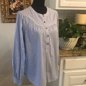 Talbots Blue/white Stripe Top Large